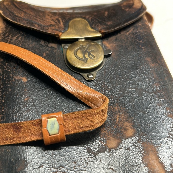 Antique Leather Folding Camera Case Only With Working Clasp And Leather Strap - Picture 8 of 16